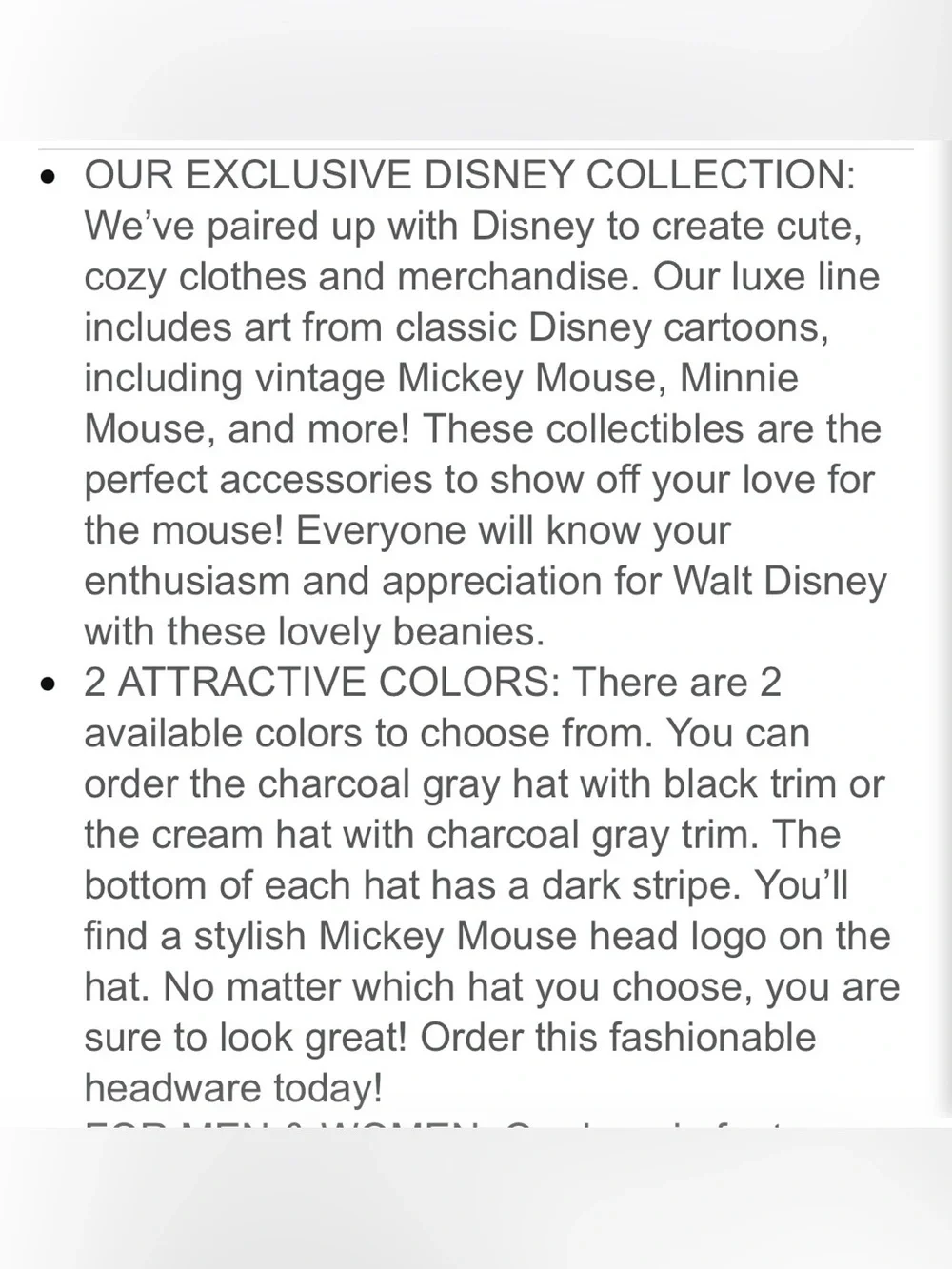 Barefoot Dreams CozyChic Adult Classic Mickey Mouse Beanie Disney Series Gray - Picture 8 of 8